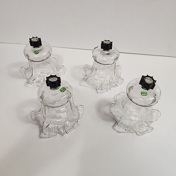 (4) Hand Blown Crystal Peg Votive Ruffled Cups Candle/Light Cover 1203-BL - Picture 2 of 10